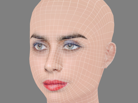 Greta Scarano Head - No Hair - Low poly head for game 3D 모델