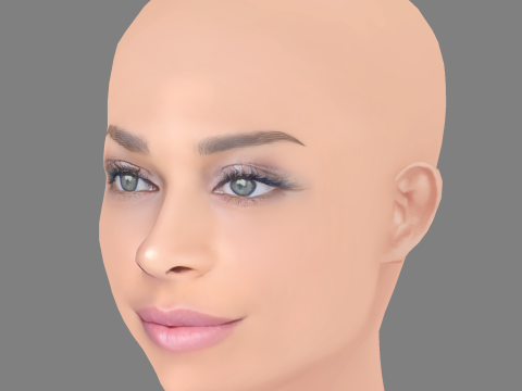 Grazi Massafera Head - No Hair - Low poly head for game 3D Model