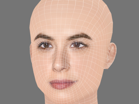 Giulia Michelini Head - No Hair - Low poly head for game 3D-Modell