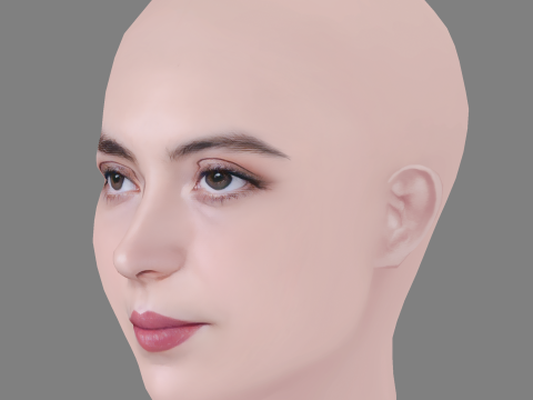 Garance Marillier Head - No Hair - Low poly head for game Model 3D