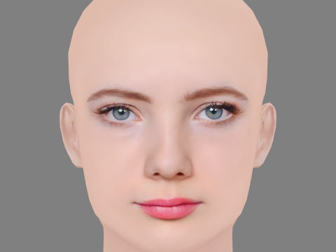 Freya Allan Head - No Hair - Low poly head for game Model 3D