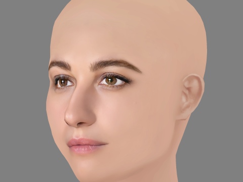 Francesca Inaudi Head - No Hair - Low poly head for game 3D-Modell