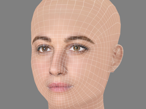 Francesca Inaudi Head - No Hair - Low poly head for game 3D-Modell