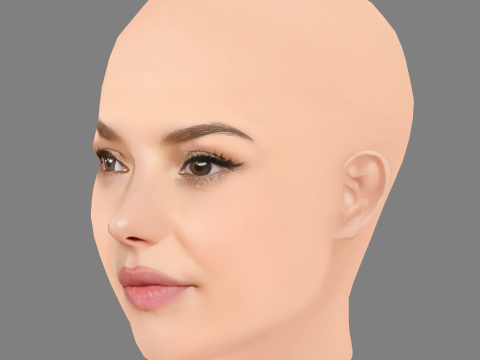 Federica Sabatini 头 - 无头发 - 低聚游戏头 3D 模型