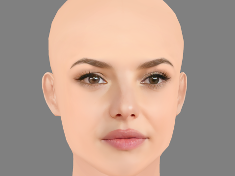 Federica Sabatini 头 - 无头发 - 低聚游戏头 3D 模型