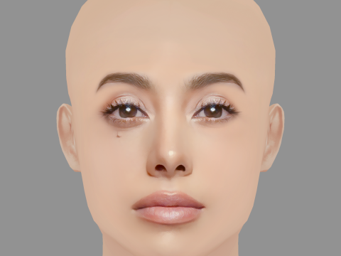Fatima Molina Head - No Hair - Low poly head for game 3D Модель
