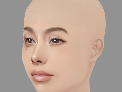 Fatima Molina Head - No Hair - Low poly head for game 3D Модель
