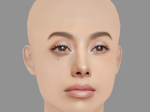 Fatima Molina Head - No Hair - Low poly head for game 3D Модель