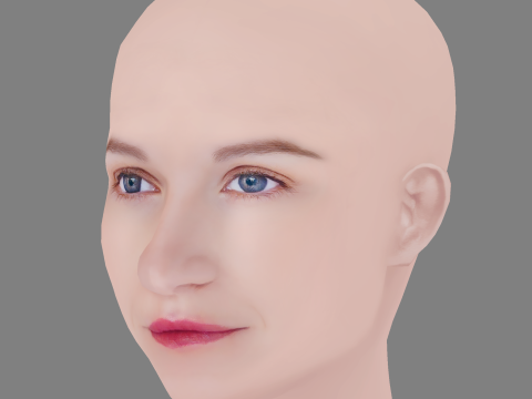 Evgeniya Malakhova Head - No Hair - Low poly head for game 3D Model