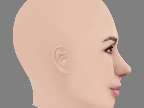 Elena Furiase Head - No Hair - Low poly head for game Modelo 3D