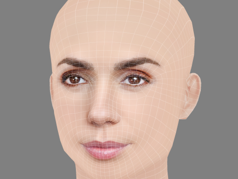 Elena Furiase Head - No Hair - Low poly head for game Modelo 3D