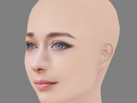 Elena Rivera Head - No Hair - Low poly head for game 3D Model