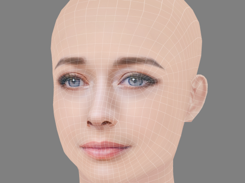 Elena Rivera Head - No Hair - Low poly head for game 3D Model