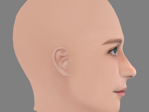 Elisa Del Genio Head - No Hair - Low poly head for game 3D Model