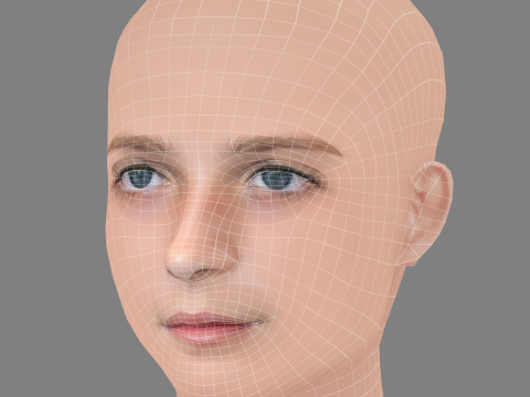 Elisa Del Genio Head - No Hair - Low poly head for game 3D Model