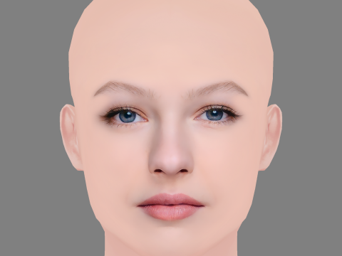 Elizaveta Bazykina Head - No Hair - Low poly head for game 3Dモデル