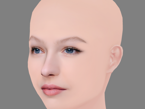 Elizaveta Bazykina Head - No Hair - Low poly head for game 3Dモデル