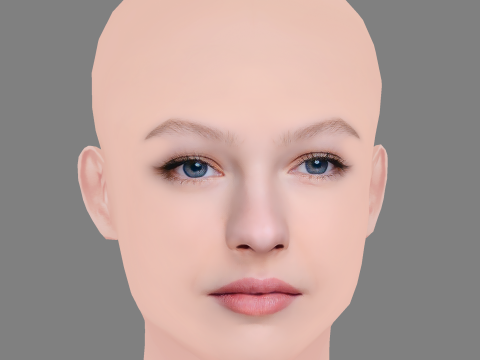 Elizaveta Bazykina Head - No Hair - Low poly head for game 3Dモデル
