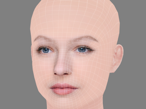 Elizaveta Bazykina Head - No Hair - Low poly head for game 3Dモデル