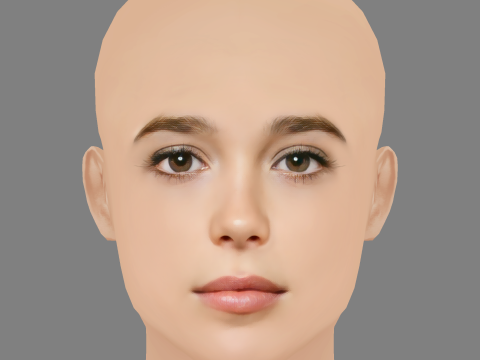 Ellen Page Head - No Hair - Low poly head for game Modello 3D