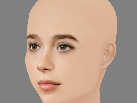 Ellen Page Head - No Hair - Low poly head for game Modello 3D