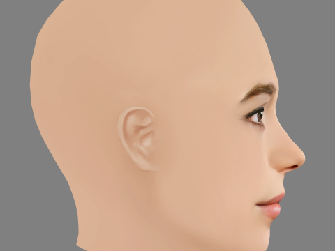 Ellen Page Head - No Hair - Low poly head for game Modello 3D