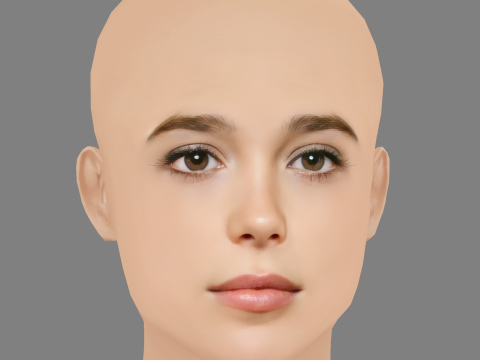 Ellen Page Head - No Hair - Low poly head for game Modello 3D