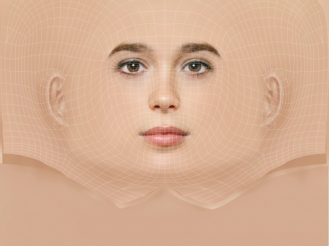 Ellen Page Head - No Hair - Low poly head for game Modello 3D