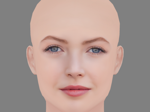 Ellie Bamber Head - No Hair - Low poly head for game Modelo 3D