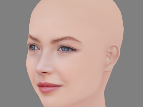 Ellie Bamber Head - No Hair - Low poly head for game Modelo 3D