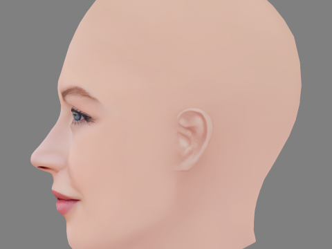 Ellie Bamber Head - No Hair - Low poly head for game Modelo 3D