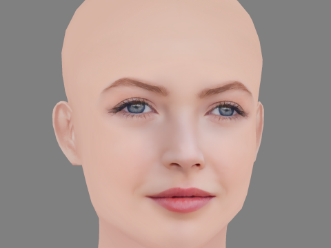 Ellie Bamber Head - No Hair - Low poly head for game Modelo 3D