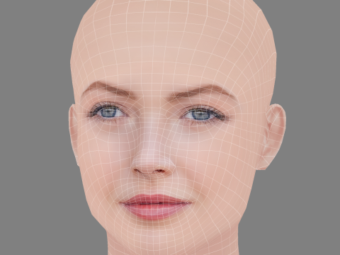 Ellie Bamber Head - No Hair - Low poly head for game Modelo 3D