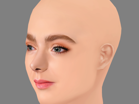 Elsie Fisher Head - No Hair - Low poly head for game 3Dモデル