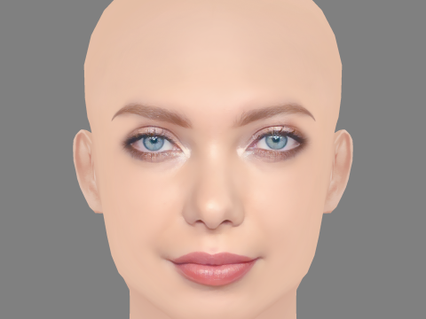 Emilia McCarthy Head - No Hair - Low poly head for game 3D Model