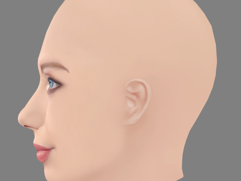 Emilia McCarthy Head - No Hair - Low poly head for game 3D Model