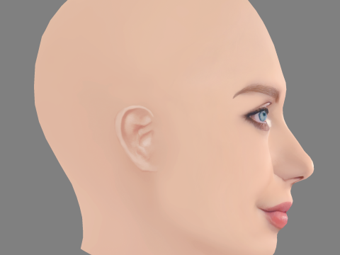 Emilia McCarthy Head - No Hair - Low poly head for game 3D Model