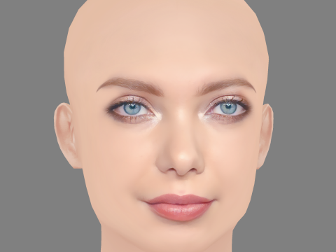 Emilia McCarthy Head - No Hair - Low poly head for game 3D Model