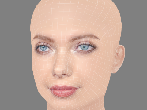 Emilia McCarthy Head - No Hair - Low poly head for game 3D Model
