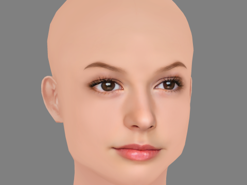 Emily Alyn Lind Head - No Hair - Low poly head for game 3D Model
