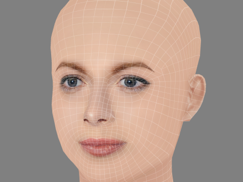 Emily Beecham Head - No Hair - Low poly head for game 3D Model