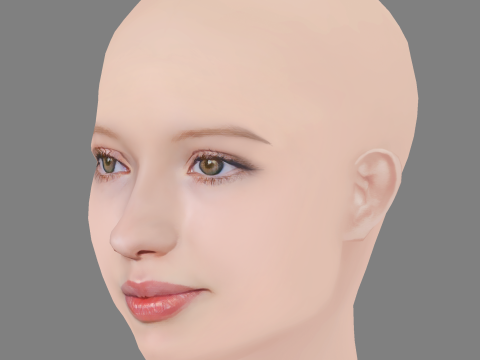 Emily Browning Head - No Hair - Low poly head for game 3D Model