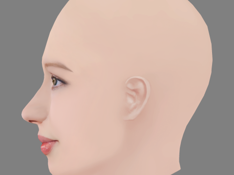 Emily Browning Head - No Hair - Low poly head for game 3D Model