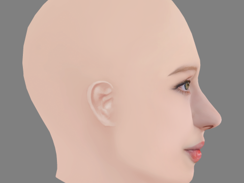 Emily Browning Head - No Hair - Low poly head for game 3D Model