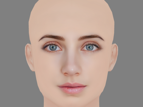 Emily Rudd Head - No Hair - Low poly head for game 3D Модель