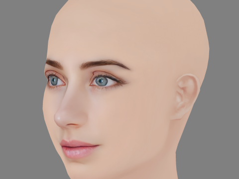 Emily Rudd Head - No Hair - Low poly head for game 3D Модель