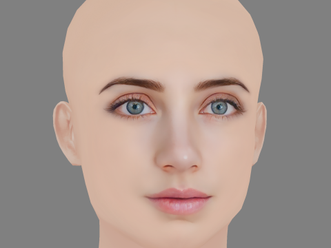 Emily Rudd Head - No Hair - Low poly head for game 3D Модель