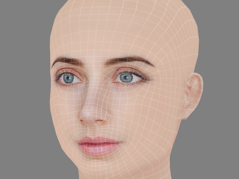 Emily Rudd Head - No Hair - Low poly head for game 3D Модель