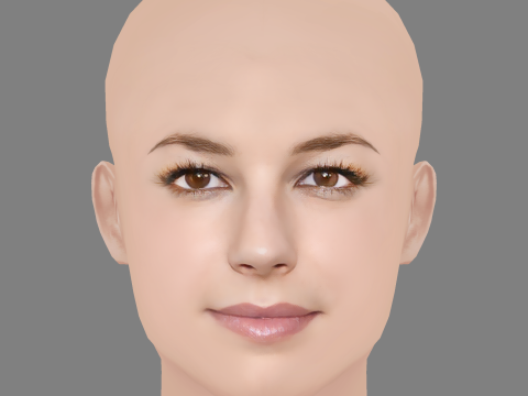 Emily VanCamp Head - No Hair - Low poly head for game Modello 3D