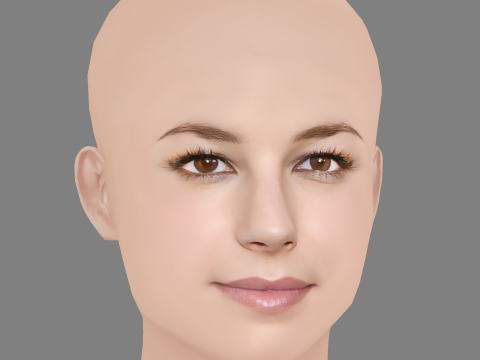 Emily VanCamp Head - No Hair - Low poly head for game Modello 3D